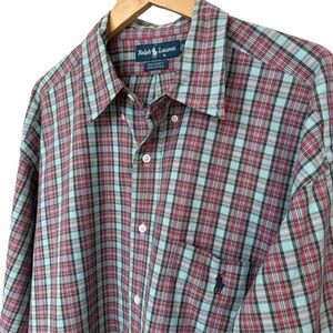 VTG Ralph Lauren Men's XL Big Shirt Plaid Long Sleeve Shirt Multicolor Casual